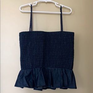 Smocked Chambray Peplum Top